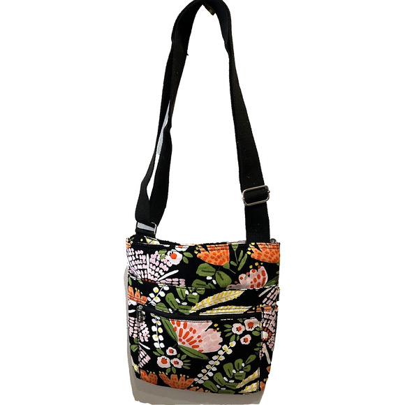 Thirty-One Black And Orange Floral Double Adjustable Handle Front Pocket bag - Picture 3 of 10